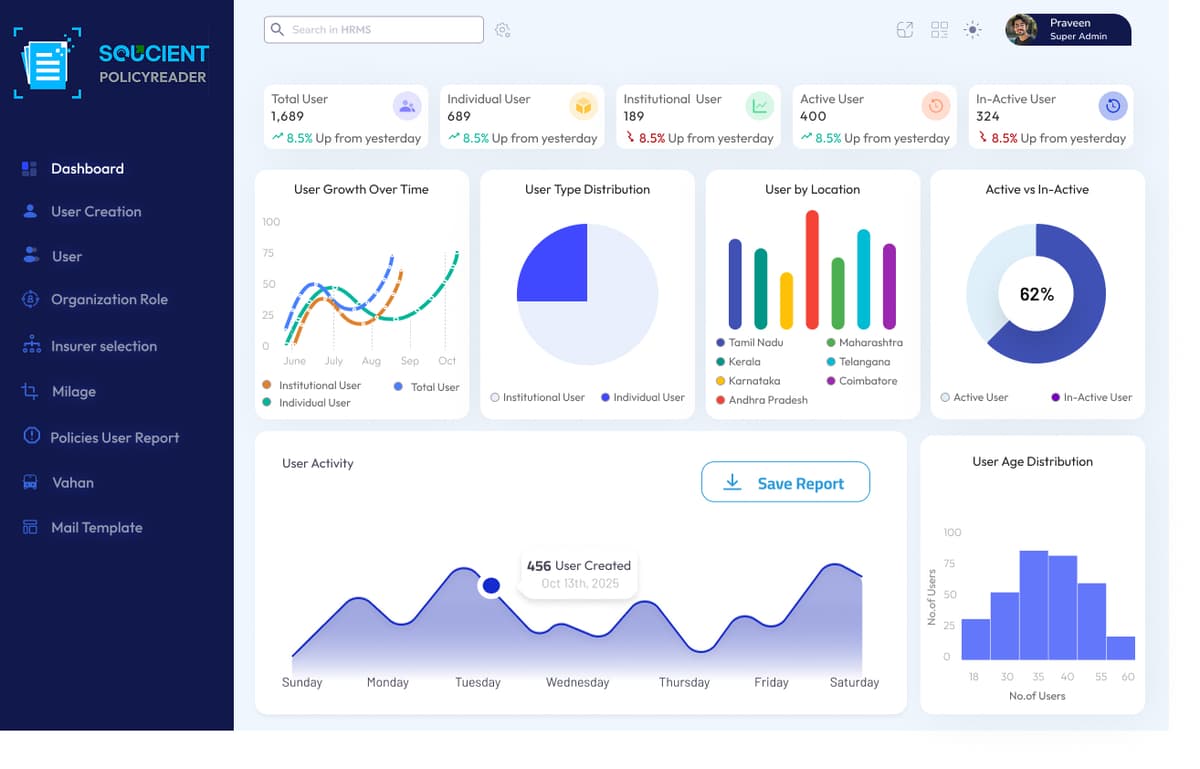 Policy Reader Dashboard Mockup
